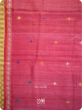Blouse piece in pink handspun tussar silk, matched to Konark saree