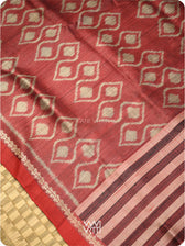 Deep Maroon Santati Ikat Handspun Tussar Silk Saree