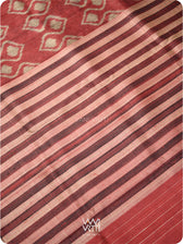 Deep Maroon Santati Ikat Handspun Tussar Silk Saree