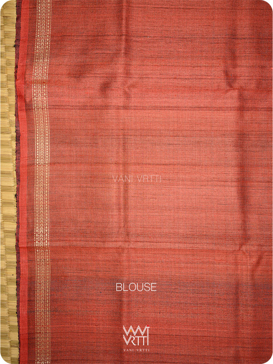 Slate Black Fern Butti Ikat Handspun Tussar Silk Saree