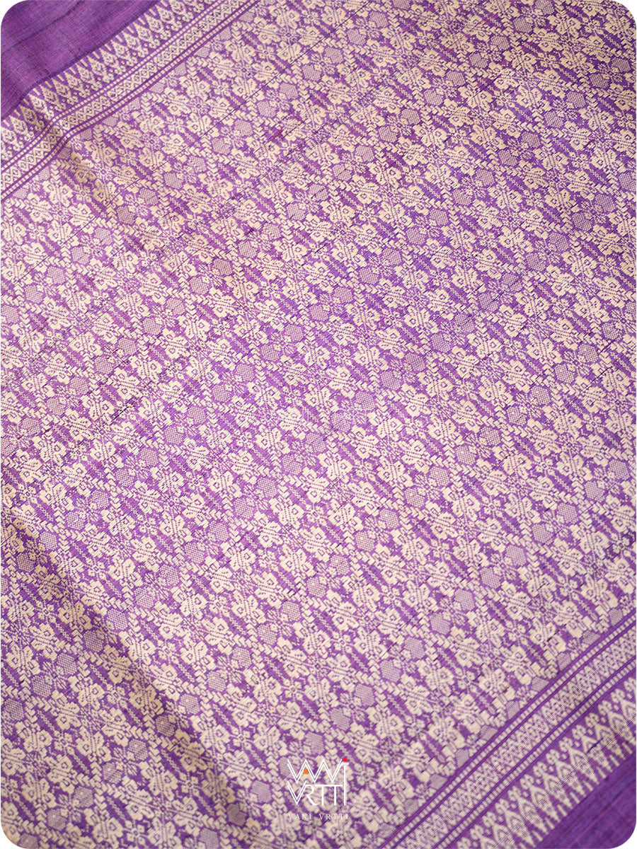 Purple Orange Nabh Butterfly Handspun Tussar Silk Saree