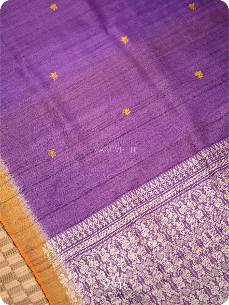 Purple Orange Nabh Butterfly Handspun Tussar Silk Saree