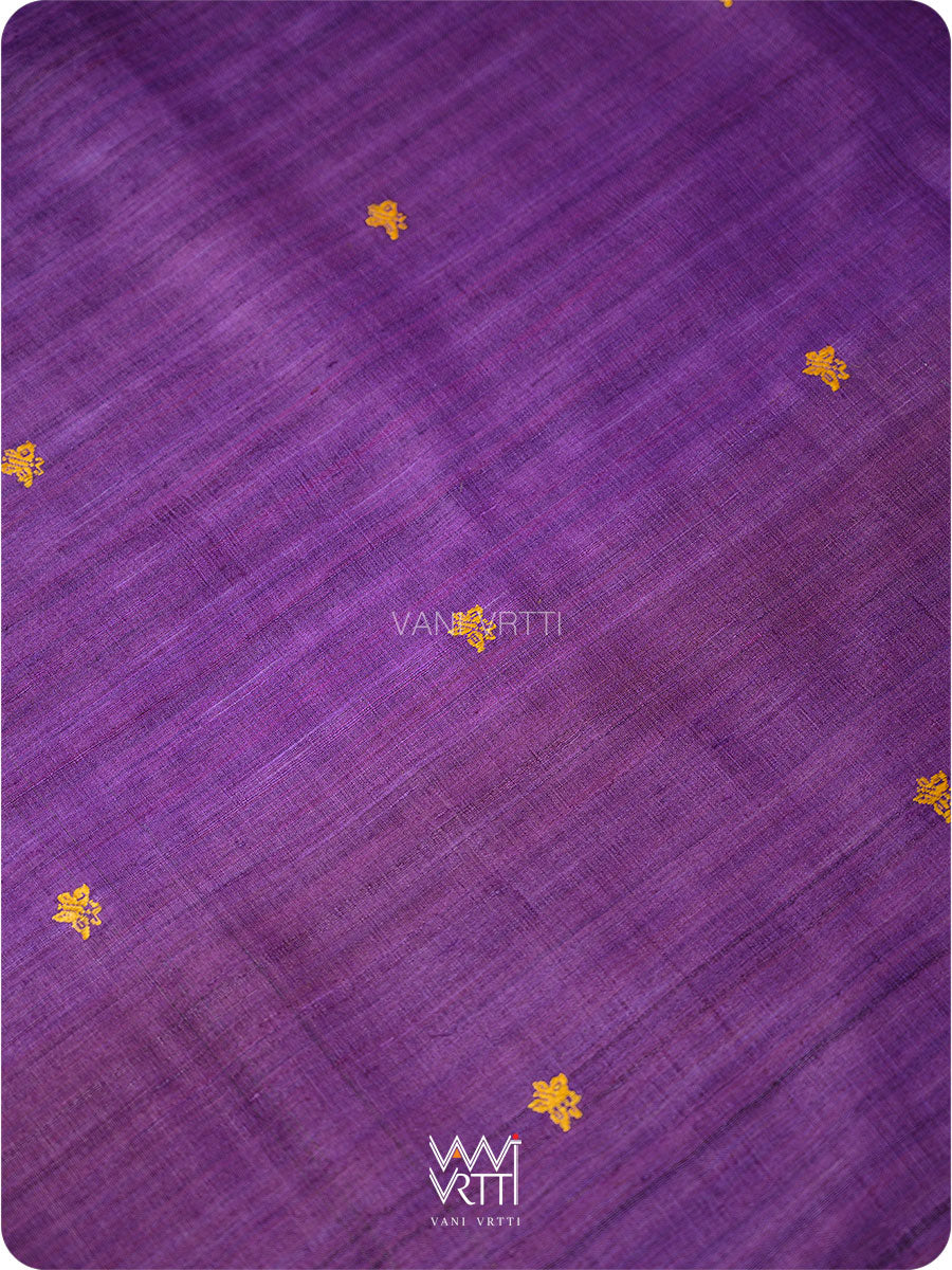 Purple Orange Nabh Butterfly Handspun Tussar Silk Saree