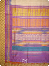 Off White Purple Red Ganga Jamuna Ananta Handspun Tussar Silk Saree