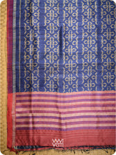 Royal Blue Ashok Phool Ikat Handspun Tussar Silk Saree