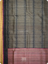 Black Manira Ikat Handspun Tussar Silk Saree