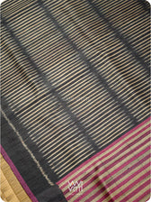 Black Manira Ikat Handspun Tussar Silk Saree