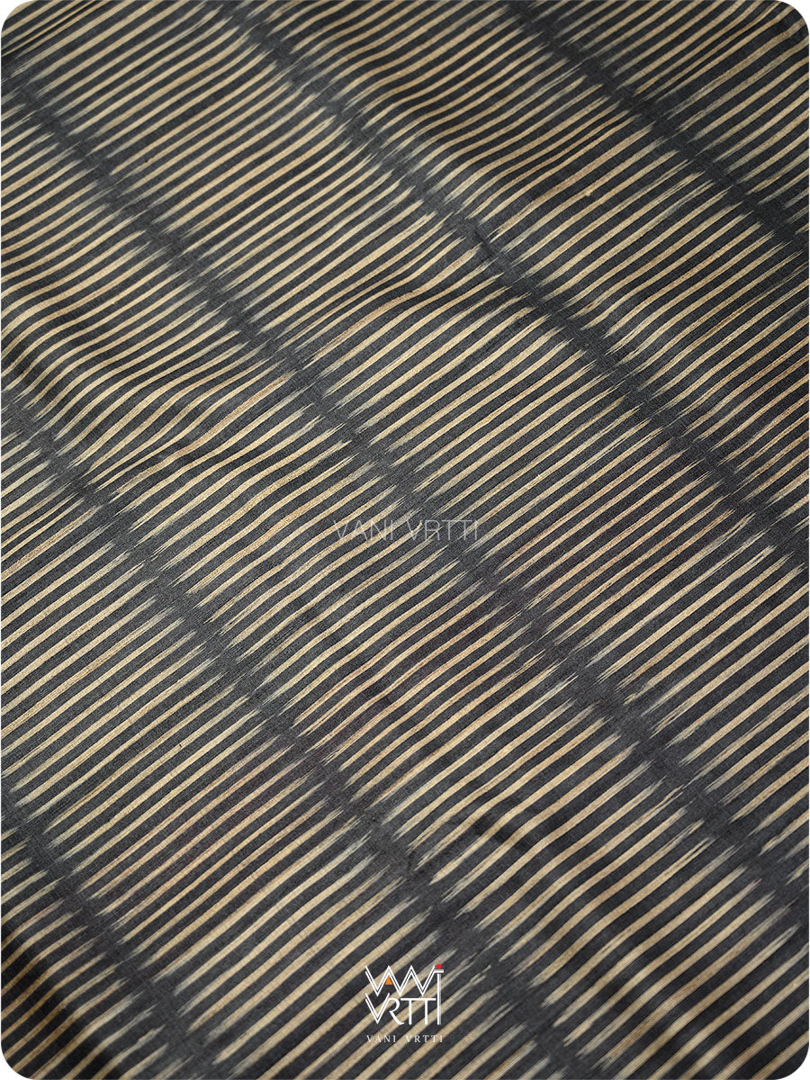Black Manira Ikat Handspun Tussar Silk Saree