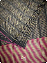 Black Manira Ikat Handspun Tussar Silk Saree