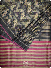 Black Manira Ikat Handspun Tussar Silk Saree