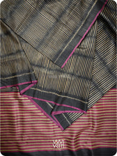 Black Manira Ikat Handspun Tussar Silk Saree
