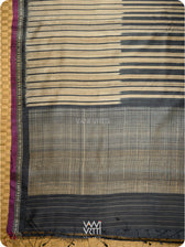 Slate Black Rekhaya  Ikat Handspun Tussar Silk Saree