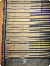 Slate Black Rekhaya  Ikat Handspun Tussar Silk Saree