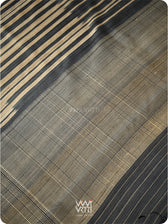 Slate Black Rekhaya  Ikat Handspun Tussar Silk Saree