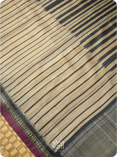 Slate Black Rekhaya  Ikat Handspun Tussar Silk Saree