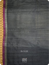 Slate Black Rekhaya  Ikat Handspun Tussar Silk Saree