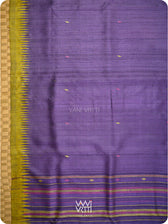 Deep Baingani Lime Green Magenta Ganga Jamuna Kondha Handspun Tussar Silk Saree
