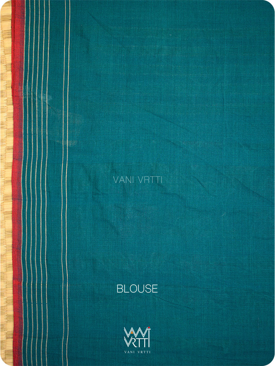 Deep Bottle Green Lotus Parrot Fine Cotton Ikat Saree