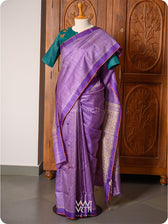Deep Lavender Purple Nabh Butterfly Handspun Tussar Silk Saree