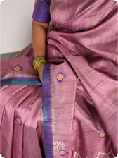 Deep Lilac Pomegranate Jaal Handspun Tussar Silk Saree