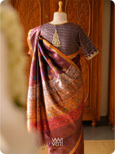 Deep Coffee Mustard Parijat Handspun Tussar Silk Saree