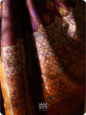 Deep Coffee Mustard Parijat Handspun Tussar Silk Saree