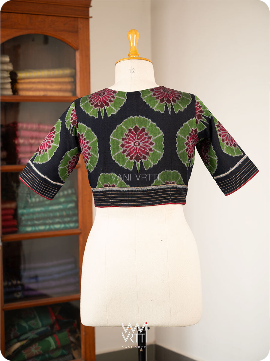 Black Lily Pond Cotton Ikat Blouse