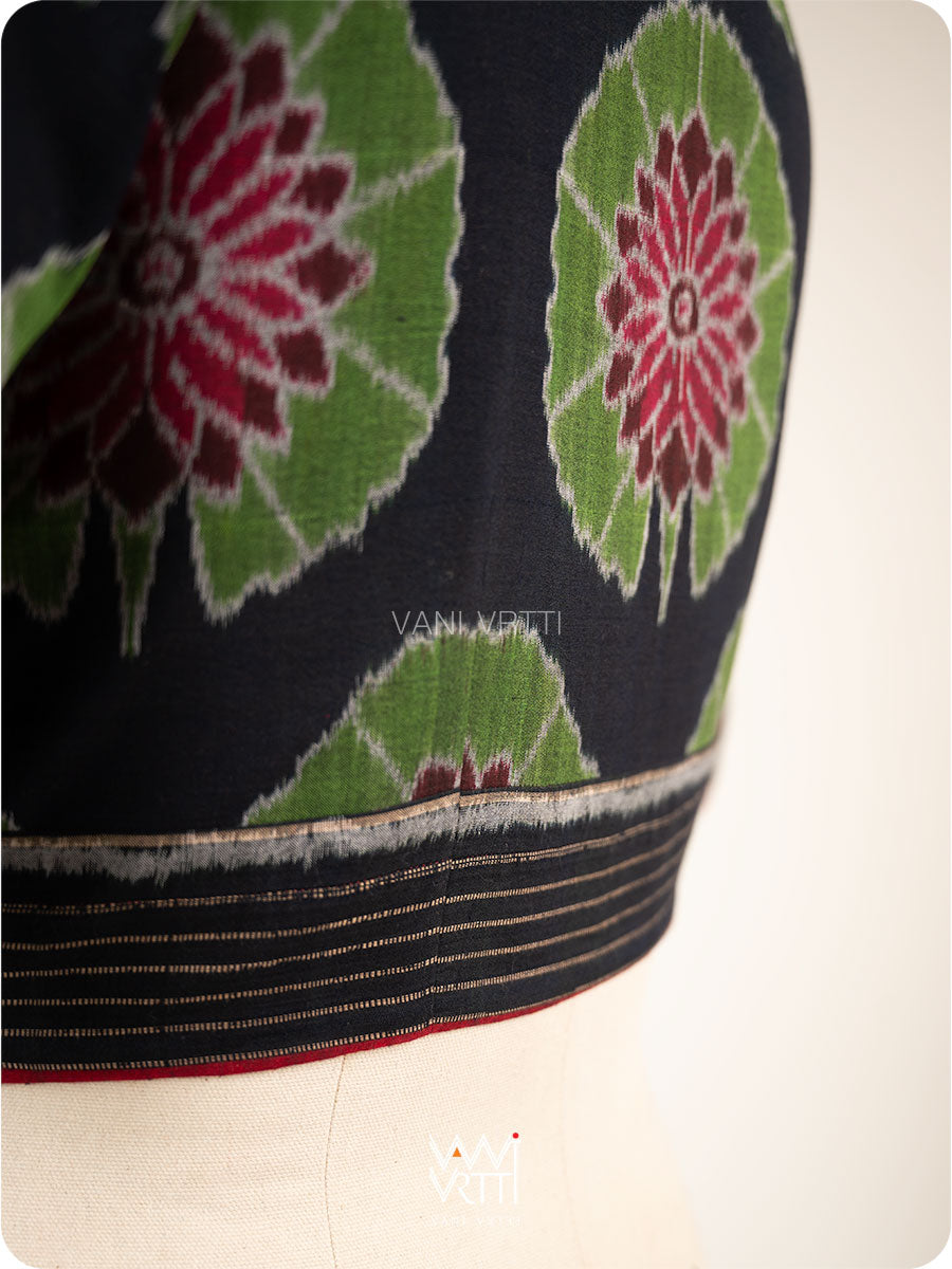 Black Lily Pond Cotton Ikat Blouse