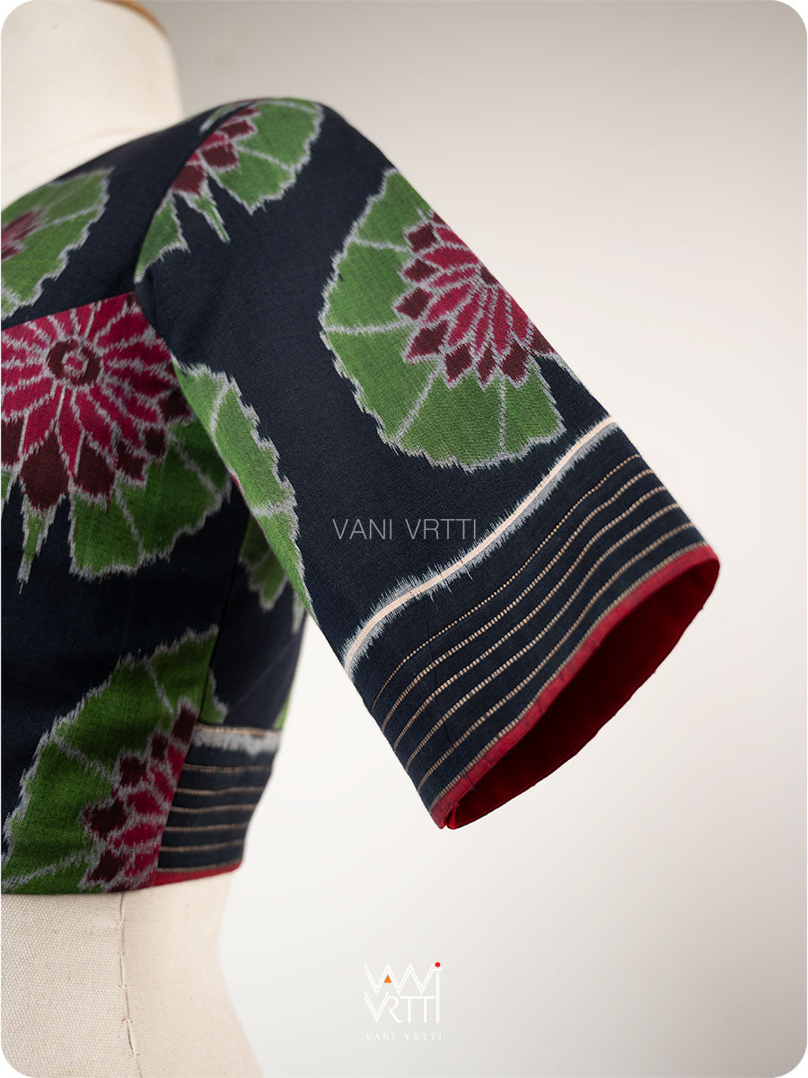 Black Lily Pond Cotton Ikat Blouse