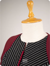 Madder Red Black Stripes Pot Yoke Kotpad Blouse