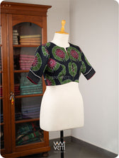 Black Lily Pond Cotton Ikat Blouse