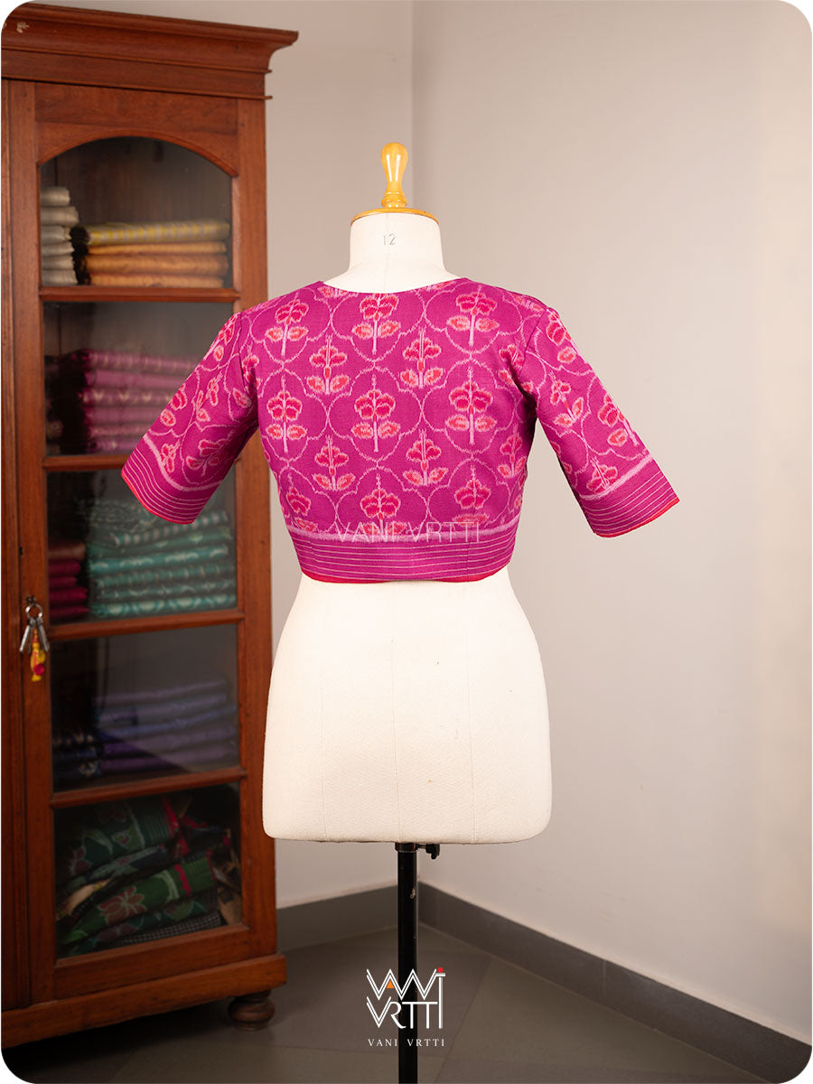 Purplish Pink Laal Jaba Cotton Ikat Blouse