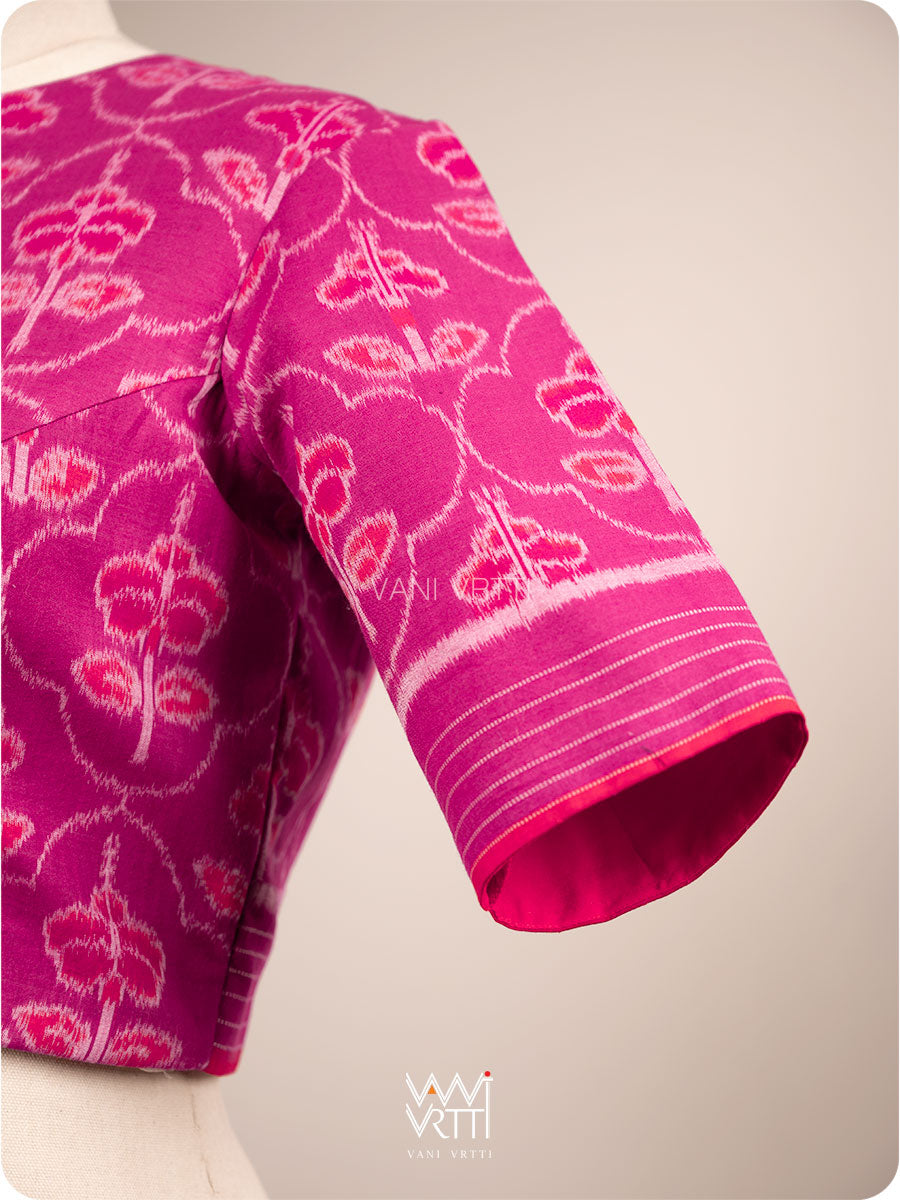 Purplish Pink Laal Jaba Cotton Ikat Blouse
