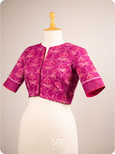 Purplish Pink Laal Jaba Cotton Ikat Blouse