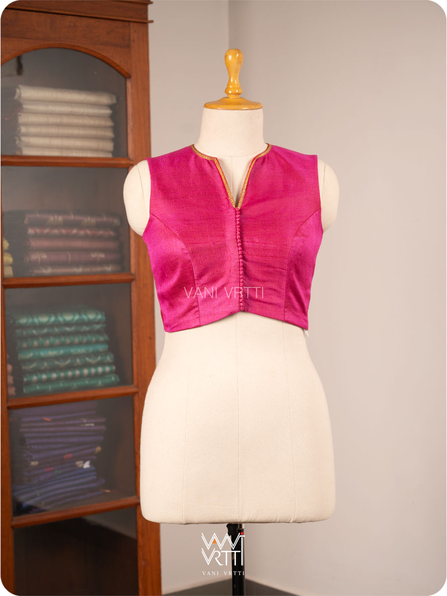 Pink Ashwagandha Flower Plant  Zardozi  Tussar Silk Blouse