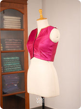 Pink Ashwagandha Flower Plant  Zardozi  Tussar Silk Blouse