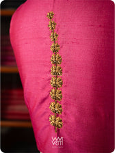 Pink Ashwagandha Flower Plant  Zardozi  Tussar Silk Blouse