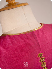 Pink Ashwagandha Flower Plant  Zardozi  Tussar Silk Blouse