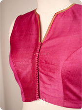 Pink Ashwagandha Flower Plant  Zardozi  Tussar Silk Blouse
