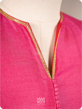 Pink Ashwagandha Flower Plant  Zardozi  Tussar Silk Blouse