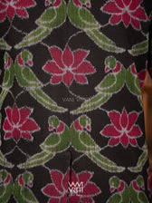 Black Lotus Parrot  Reversible Zig Zag Ikat Overlap Waist Length Jacket