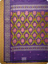 Deep Purple Lotus Parrot Jaal Designer Exclusive Handspun Handwoven Tussar Silk Saree