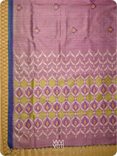 Deep Lilac Pomegranate Jaal Handspun Tussar Silk Saree