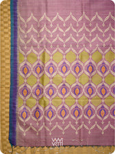 Deep Lilac Pomegranate Jaal Handspun Tussar Silk Saree