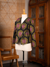 Black Lily Pond Cotton Ikat Reversible Jacket