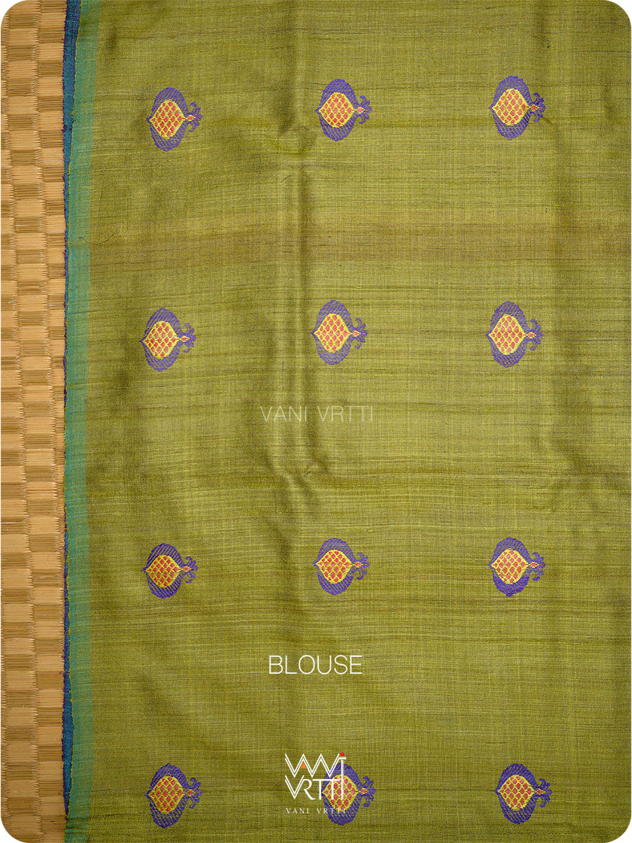 Deep Lilac Pomegranate Jaal Handspun Tussar Silk Saree