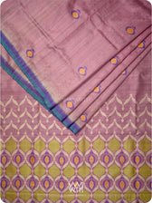 Deep Lilac Pomegranate Jaal Handspun Tussar Silk Saree