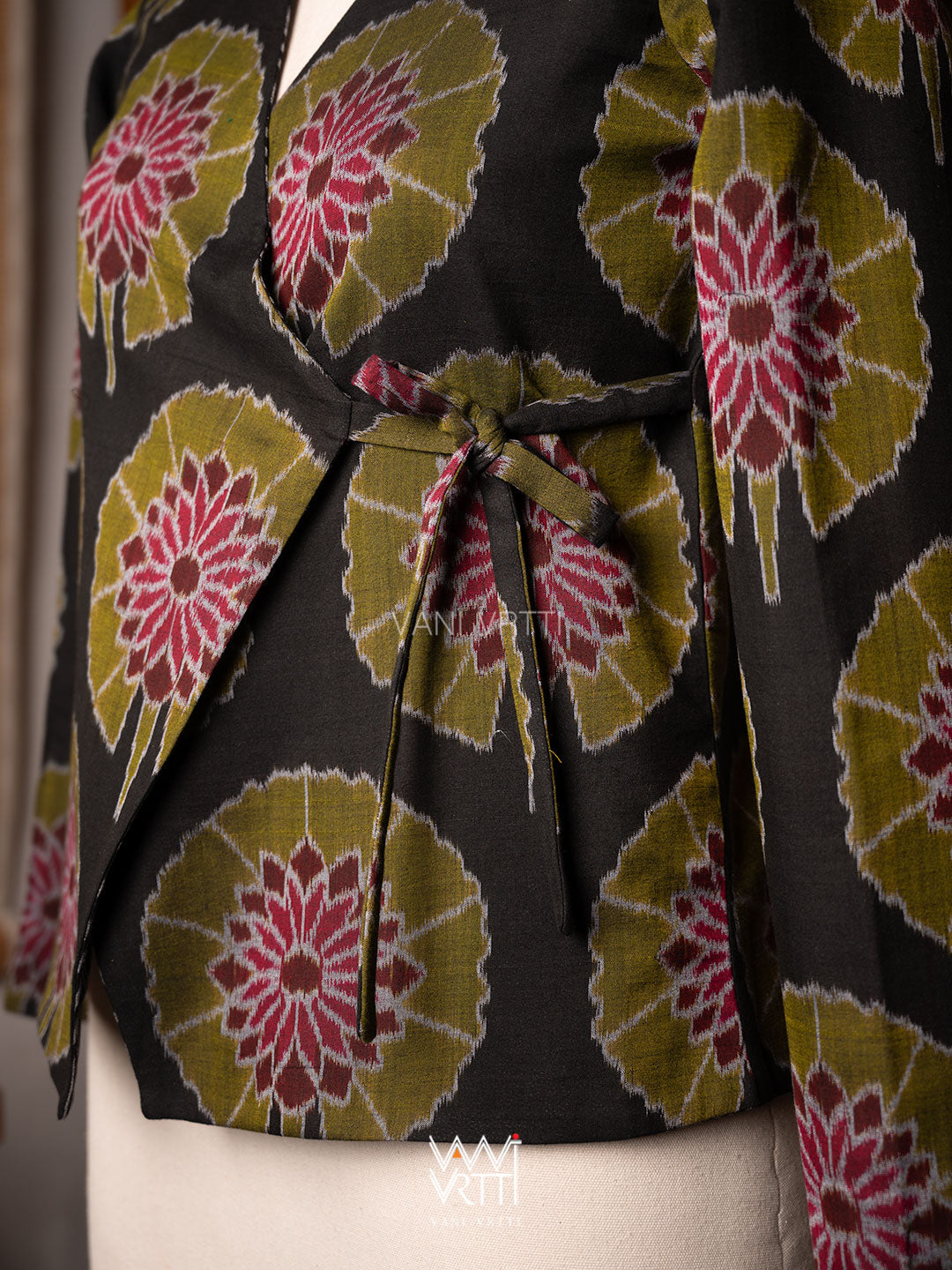 Black Lily Pond Cotton Ikat Reversible Jacket