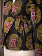 Black Lily Pond Cotton Ikat Reversible Jacket