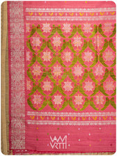 Carrot Red Lotus Parrot Jaal Designer Exclusive Handspun Handwoven Tussar Silk Saree